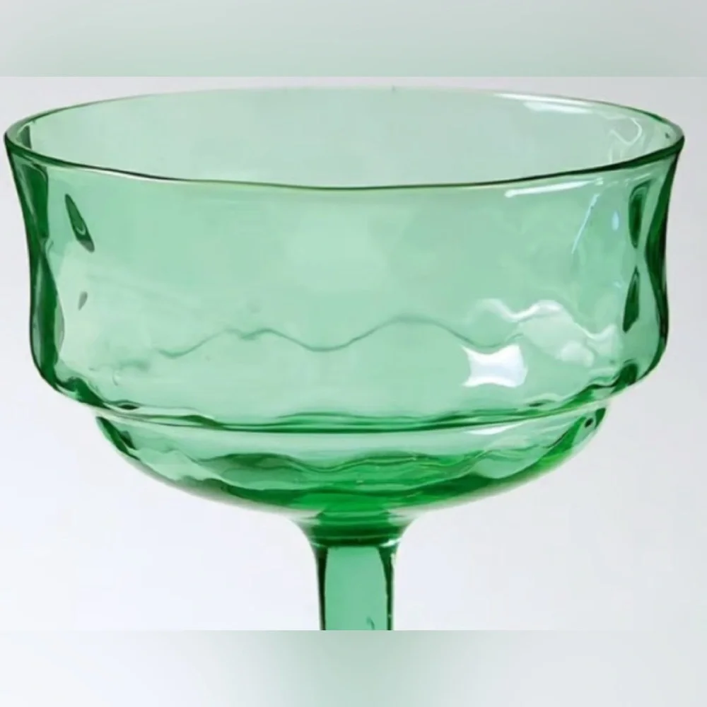 Tiffin Uranium Glass Champagne Coupe Pair Green UV Glow Vintage 1920s